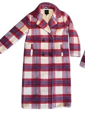Forever 21 Red and Cream Plaid Coat